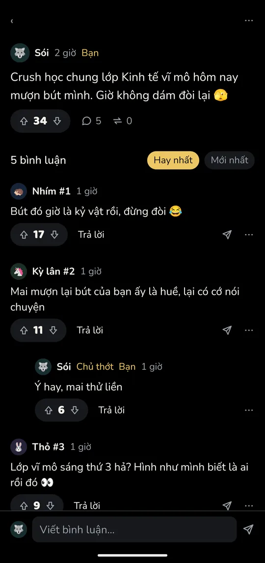 Bình luận dưới một bài viết